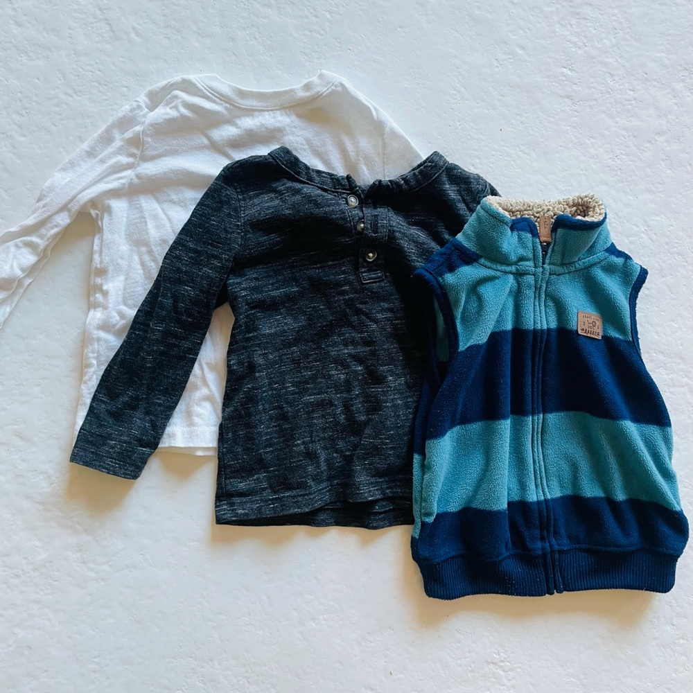 Toddler boy long sleeve and vest bundle